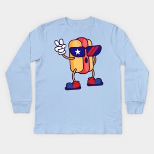 funny american sausage fourth of July gift Kids Long Sleeve T-Shirt